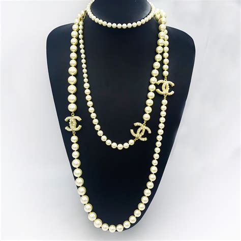 chanel letter necklace|authentic chanel pearl necklace.